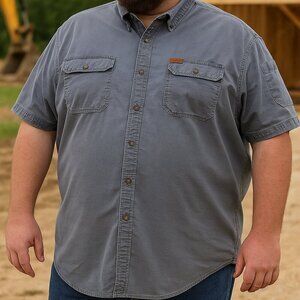 Carhartt Ripstop Utility Work Shirt Faded Blue Men's 2XL